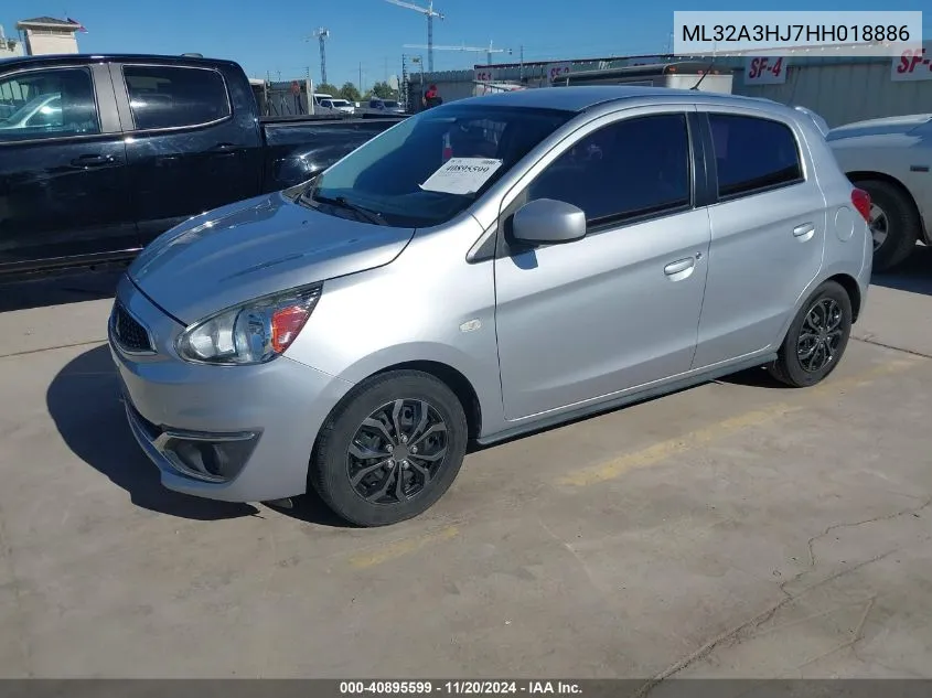 2017 Mitsubishi Mirage Es VIN: ML32A3HJ7HH018886 Lot: 40895599