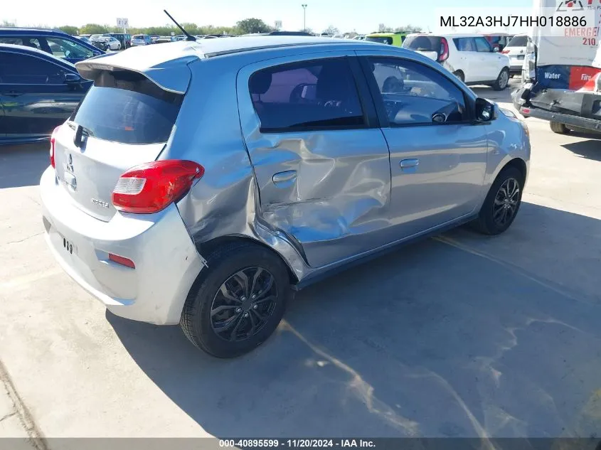 2017 Mitsubishi Mirage Es VIN: ML32A3HJ7HH018886 Lot: 40895599