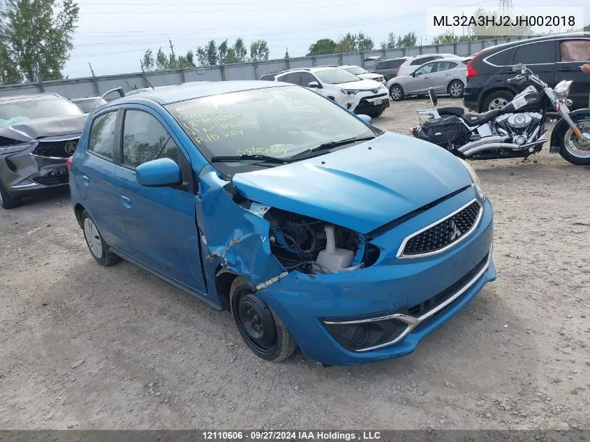 2018 Mitsubishi Mirage Es VIN: ML32A3HJ2JH002018 Lot: 12110606