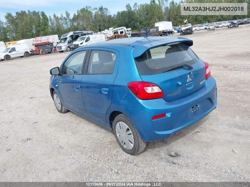 2018 Mitsubishi Mirage Es VIN: ML32A3HJ2JH002018 Lot: 12110606