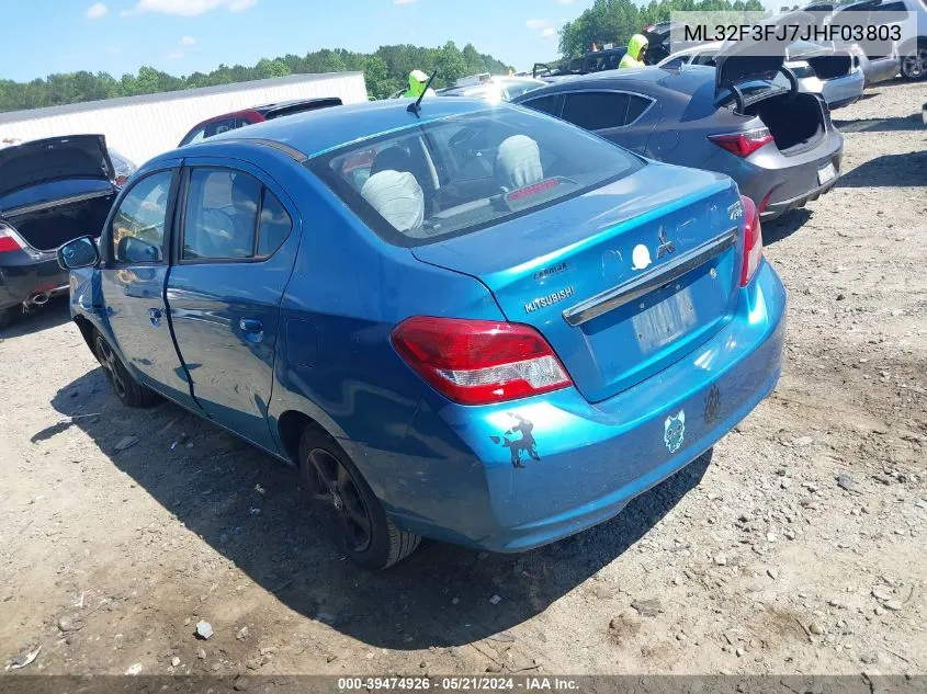 2018 Mitsubishi Mirage G4 Es VIN: ML32F3FJ7JHF03803 Lot: 39474926