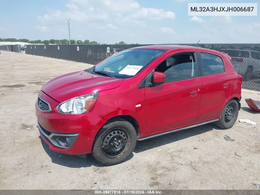 2018 Mitsubishi Mirage Es VIN: ML32A3HJXJH006687 Lot: 39877918