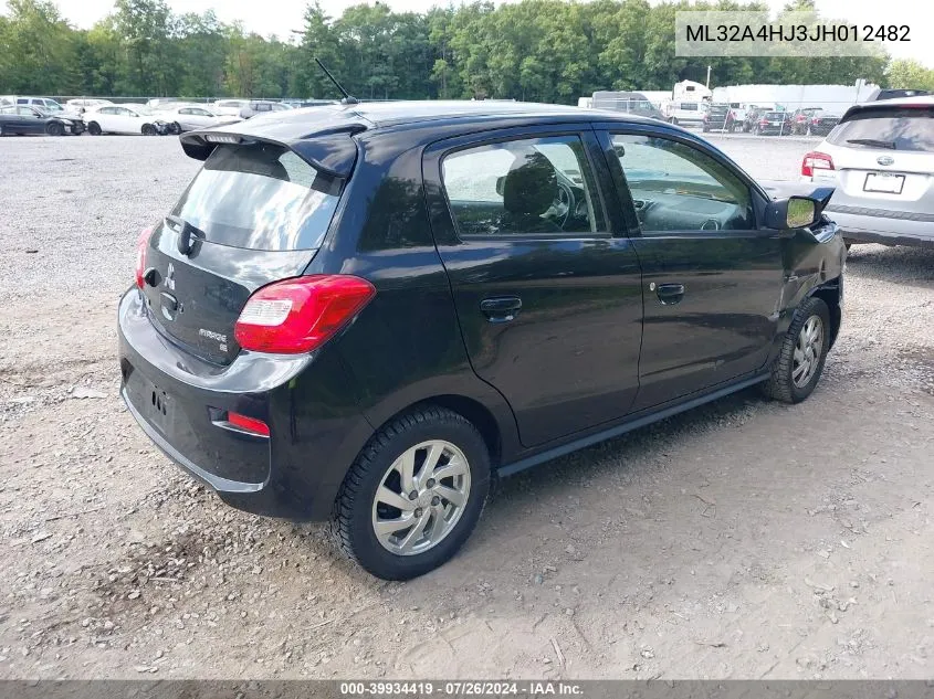 2018 Mitsubishi Mirage Se VIN: ML32A4HJ3JH012482 Lot: 39934419