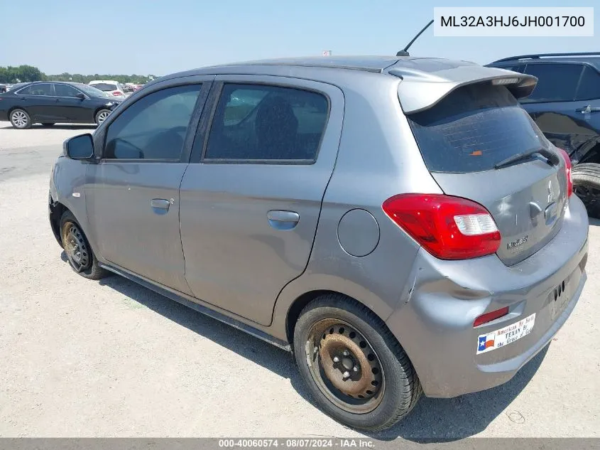 ML32A3HJ6JH001700 2018 Mitsubishi Mirage Es