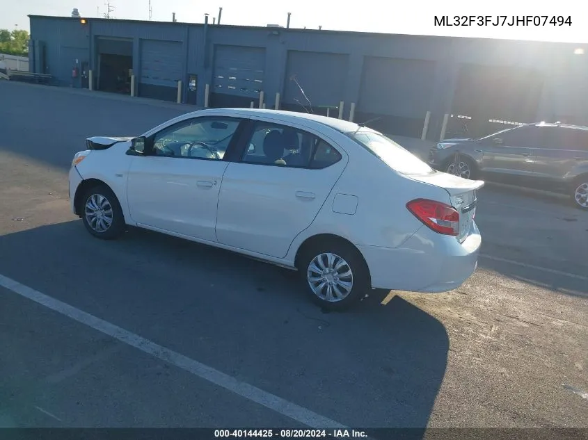 2018 Mitsubishi Mirage G4 Es VIN: ML32F3FJ7JHF07494 Lot: 40144425