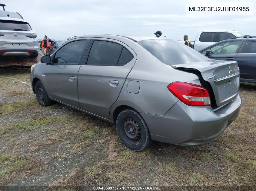 2018 Mitsubishi Mirage G4 Es VIN: ML32F3FJ2JHF04955 Lot: 40509737