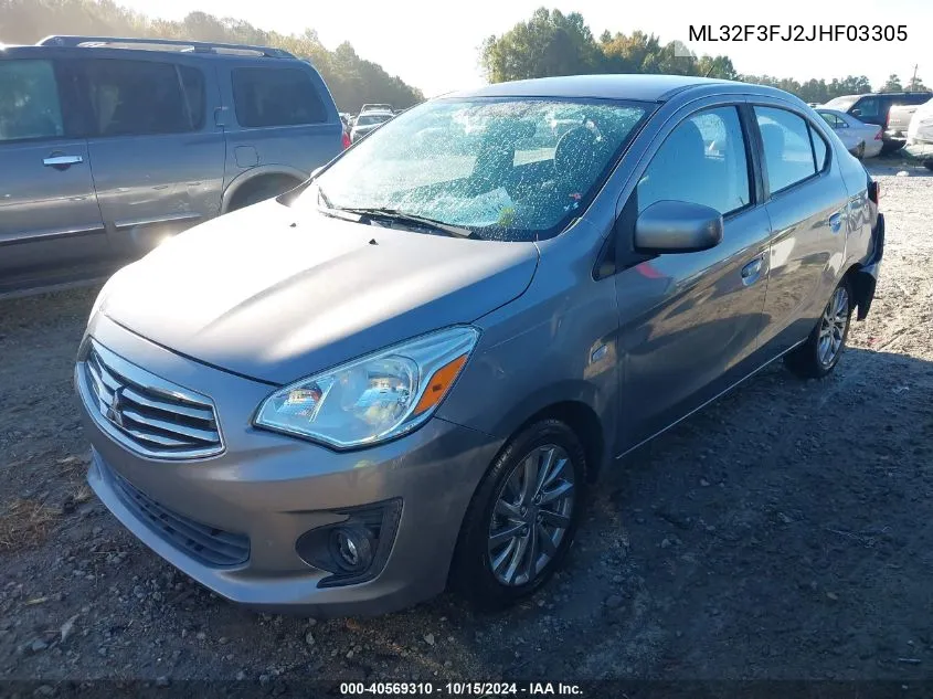 2018 Mitsubishi Mirage G4 Es VIN: ML32F3FJ2JHF03305 Lot: 40569310