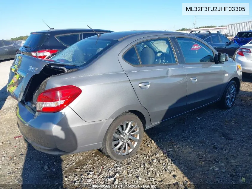 2018 Mitsubishi Mirage G4 Es VIN: ML32F3FJ2JHF03305 Lot: 40569310