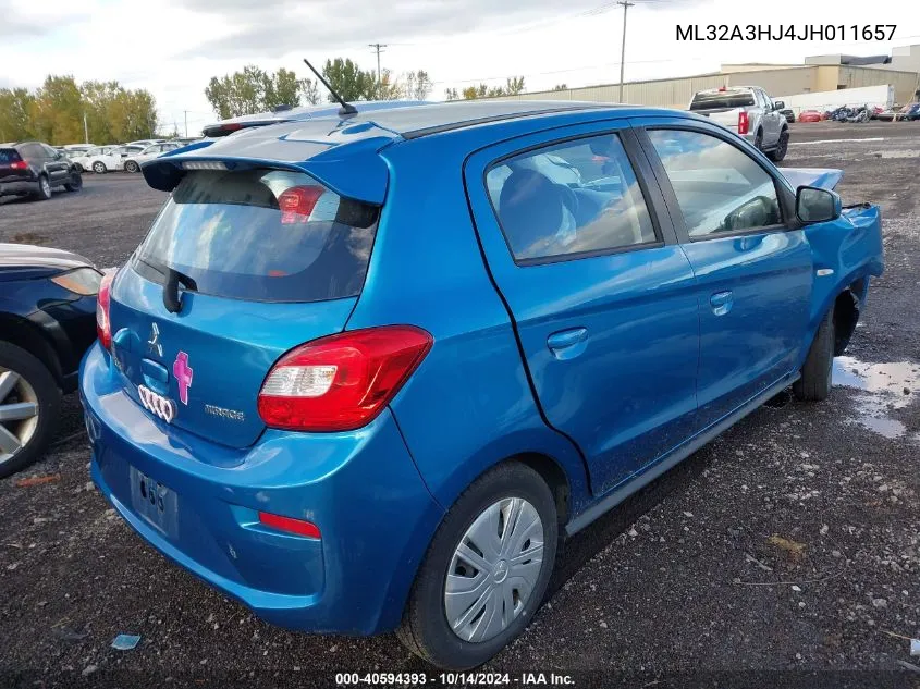 2018 Mitsubishi Mirage Es VIN: ML32A3HJ4JH011657 Lot: 40594393