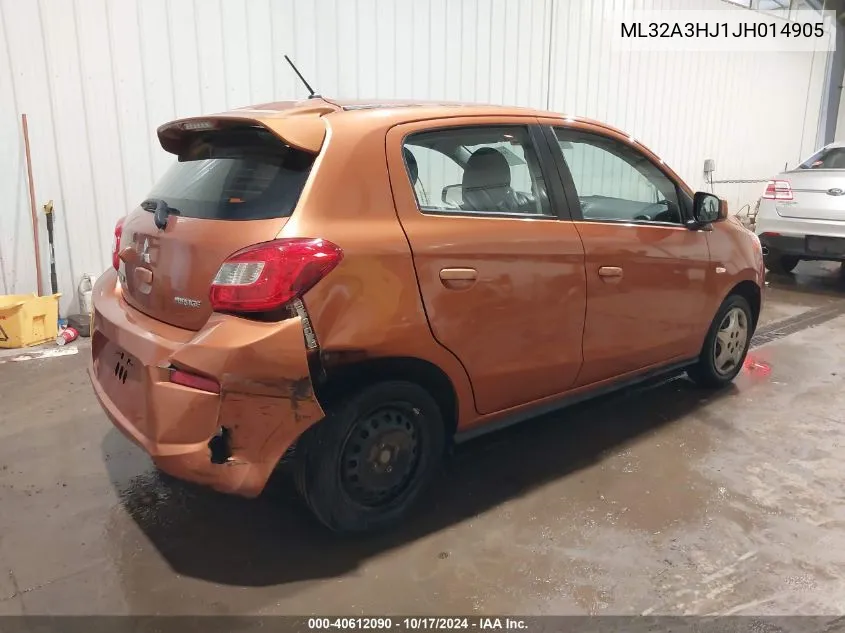 2018 Mitsubishi Mirage Es VIN: ML32A3HJ1JH014905 Lot: 40612090