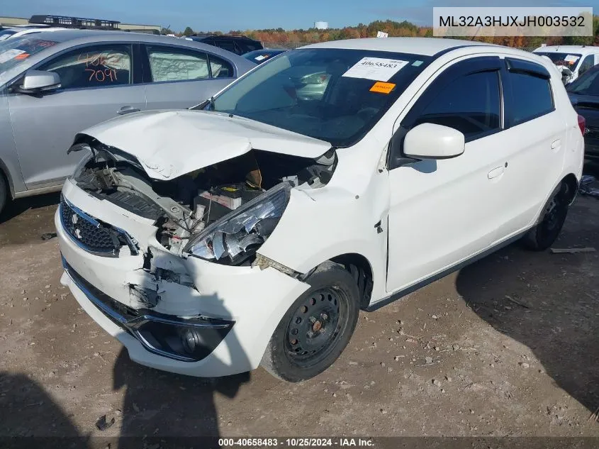 2018 Mitsubishi Mirage Es VIN: ML32A3HJXJH003532 Lot: 40658483