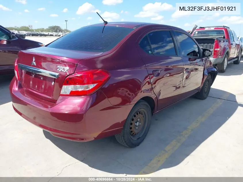 2018 Mitsubishi Mirage G4 Es VIN: ML32F3FJ3JHF01921 Lot: 40696664