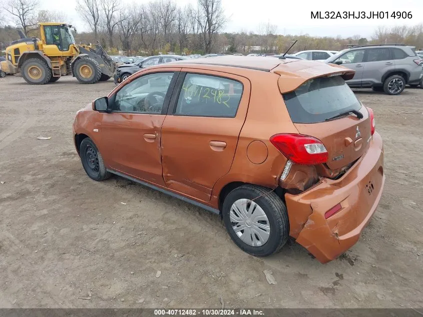 2018 Mitsubishi Mirage Es VIN: ML32A3HJ3JH014906 Lot: 40712482