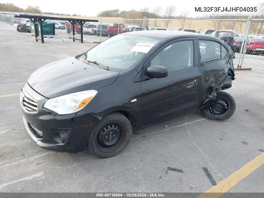 2018 Mitsubishi Mirage G4 Es VIN: ML32F3FJ4JHF04035 Lot: 40715804