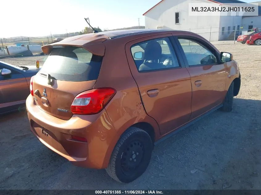 2018 Mitsubishi Mirage Es VIN: ML32A3HJ2JH011625 Lot: 40751385