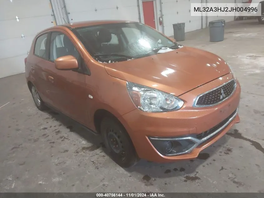 2018 Mitsubishi Mirage Es VIN: ML32A3HJ2JH004996 Lot: 40756144