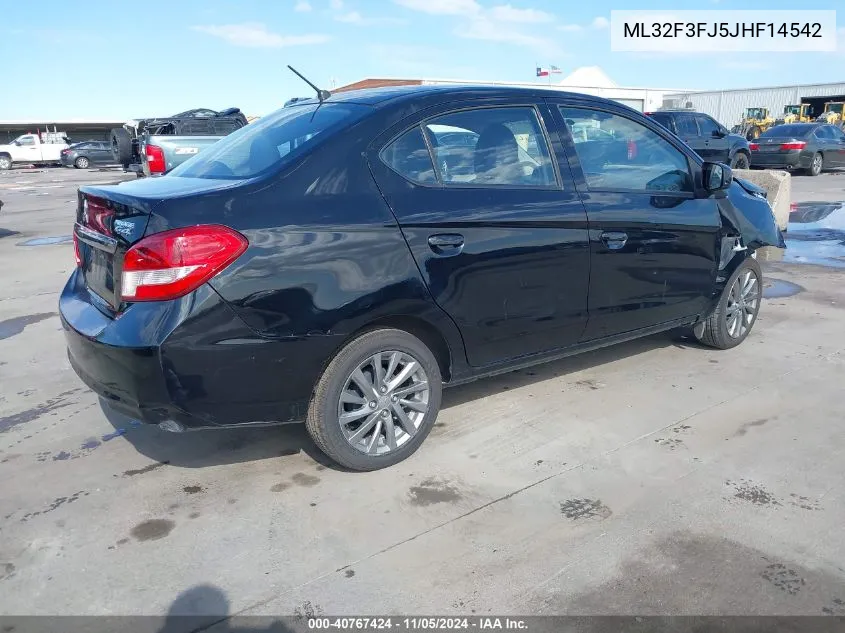 2018 Mitsubishi Mirage G4 Es VIN: ML32F3FJ5JHF14542 Lot: 40767424