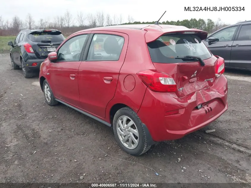 2018 Mitsubishi Mirage Se VIN: ML32A4HJ8JH005334 Lot: 40806587