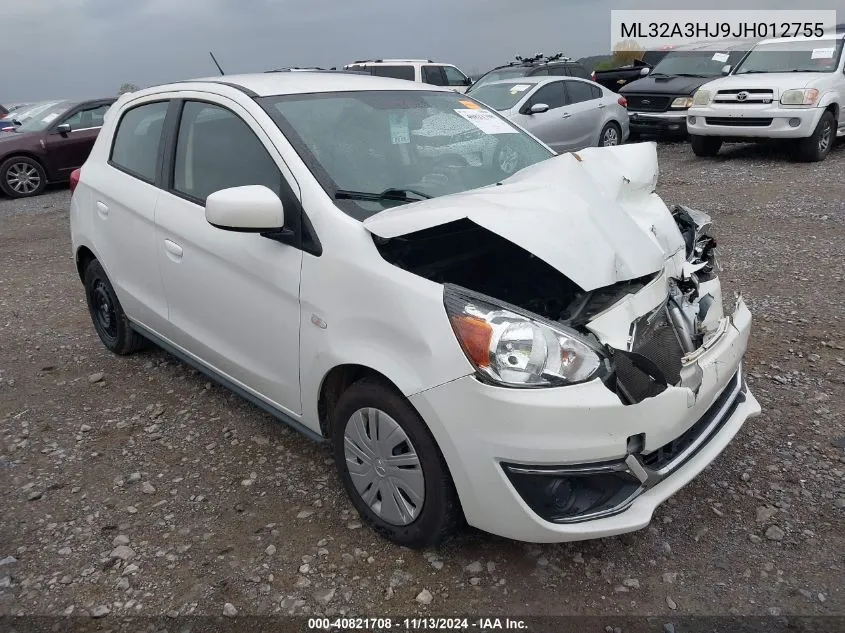 2018 Mitsubishi Mirage Es VIN: ML32A3HJ9JH012755 Lot: 40821708