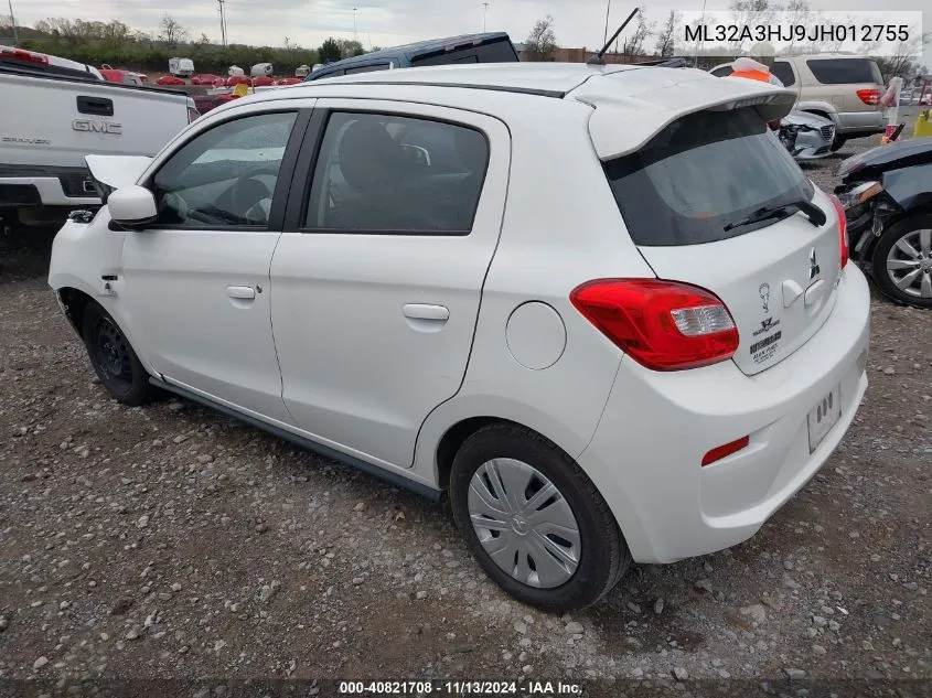 2018 Mitsubishi Mirage Es VIN: ML32A3HJ9JH012755 Lot: 40821708