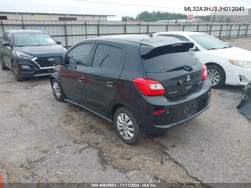 2018 Mitsubishi Mirage Es VIN: ML32A3HJ3JH012041 Lot: 40829603