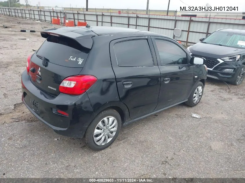 2018 Mitsubishi Mirage Es VIN: ML32A3HJ3JH012041 Lot: 40829603