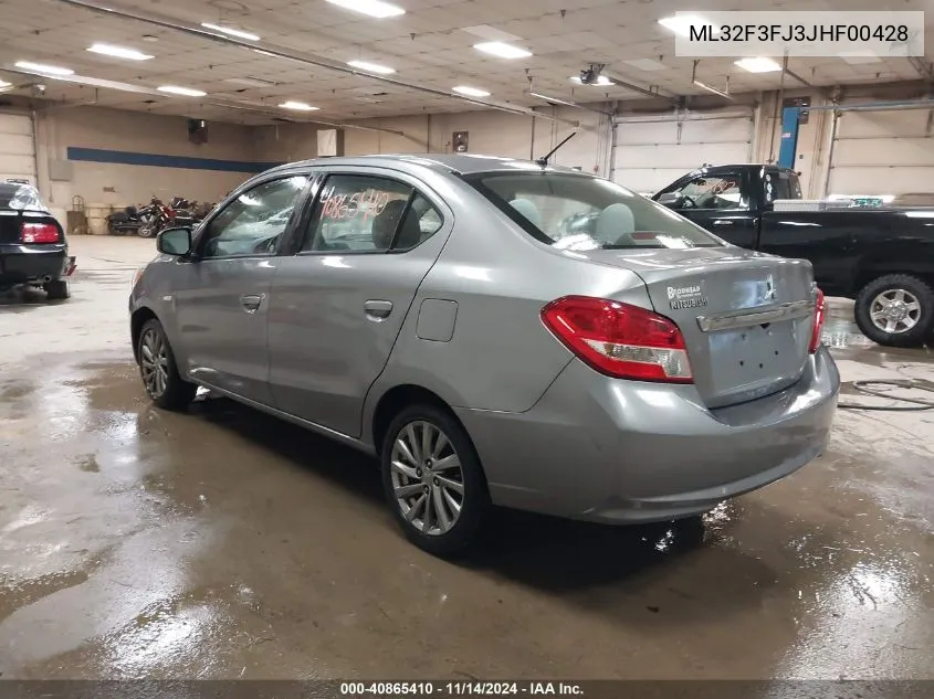 2018 Mitsubishi Mirage G4 Es VIN: ML32F3FJ3JHF00428 Lot: 40865410