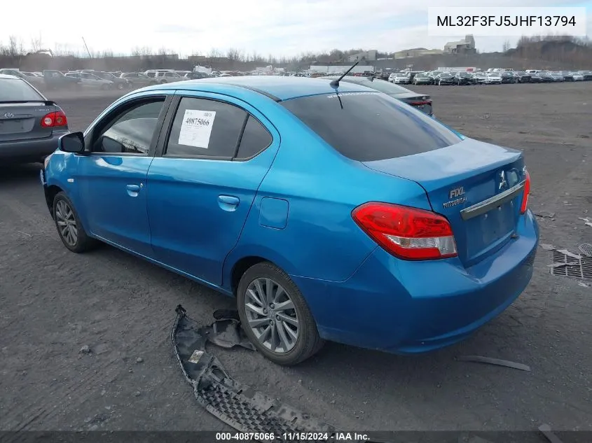 2018 Mitsubishi Mirage G4 Es VIN: ML32F3FJ5JHF13794 Lot: 40875066