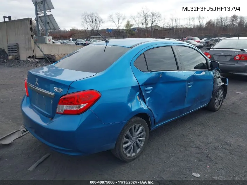 2018 Mitsubishi Mirage G4 Es VIN: ML32F3FJ5JHF13794 Lot: 40875066