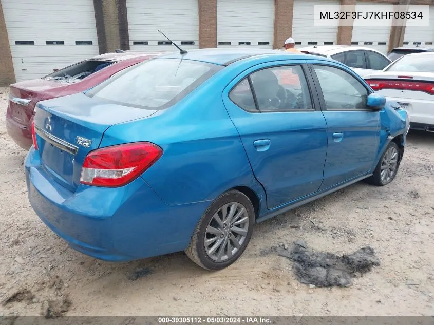 2019 Mitsubishi Mirage G4 Es VIN: ML32F3FJ7KHF08534 Lot: 39305112