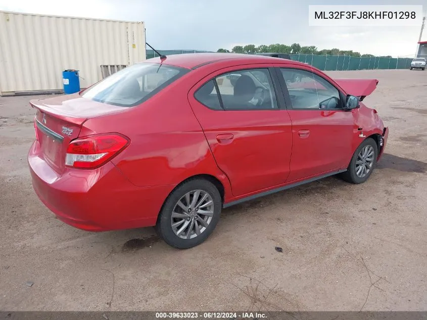 2019 Mitsubishi Mirage G4 Es VIN: ML32F3FJ8KHF01298 Lot: 39633023