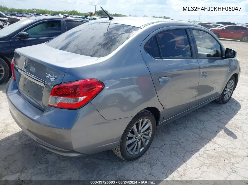 2019 Mitsubishi Mirage G4 Se VIN: ML32F4FJ0KHF06047 Lot: 39725503