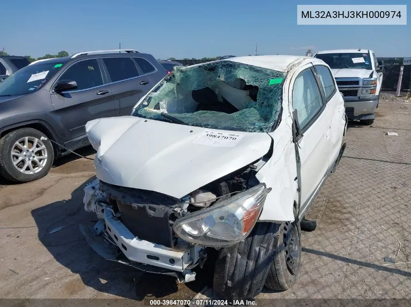 ML32A3HJ3KH000974 2019 Mitsubishi Mirage Es