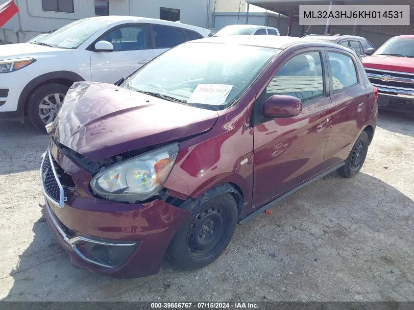 2019 Mitsubishi Mirage Rf VIN: ML32A3HJ6KH014531 Lot: 39856767