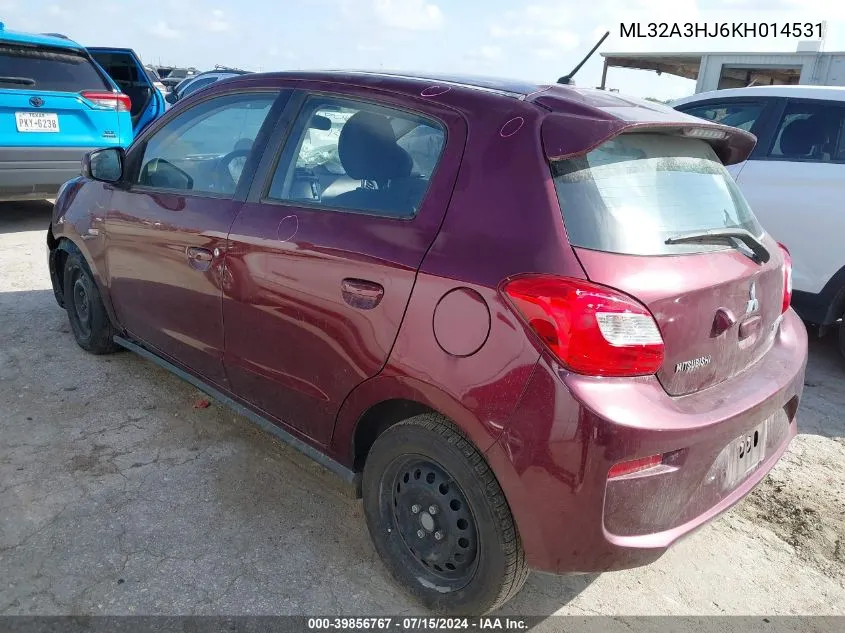 2019 Mitsubishi Mirage Rf VIN: ML32A3HJ6KH014531 Lot: 39856767