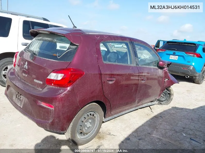 2019 Mitsubishi Mirage Rf VIN: ML32A3HJ6KH014531 Lot: 39856767