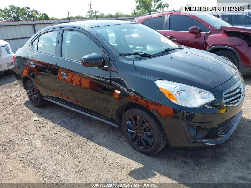 2019 Mitsubishi Mirage G4 Es VIN: ML32F3FJ4KHF02688 Lot: 39902075