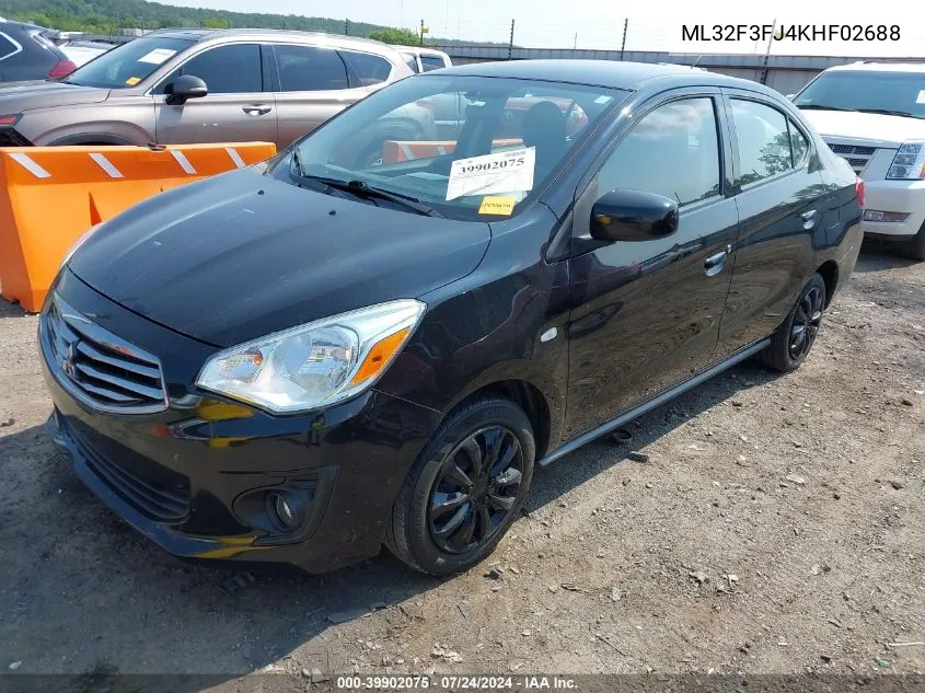 2019 Mitsubishi Mirage G4 Es VIN: ML32F3FJ4KHF02688 Lot: 39902075