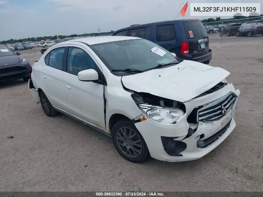 ML32F3FJ1KHF11509 2019 Mitsubishi Mirage G4 Es