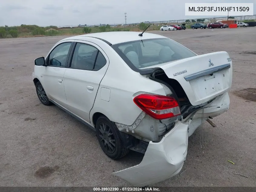 ML32F3FJ1KHF11509 2019 Mitsubishi Mirage G4 Es