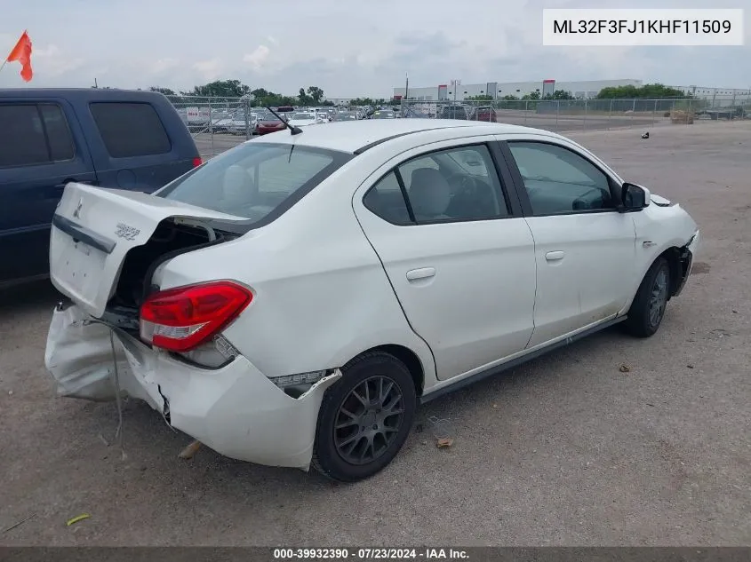 ML32F3FJ1KHF11509 2019 Mitsubishi Mirage G4 Es