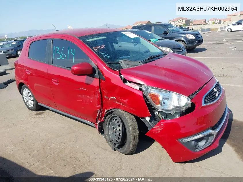 ML32A3HJ7KH002954 2019 Mitsubishi Mirage Es/Rf