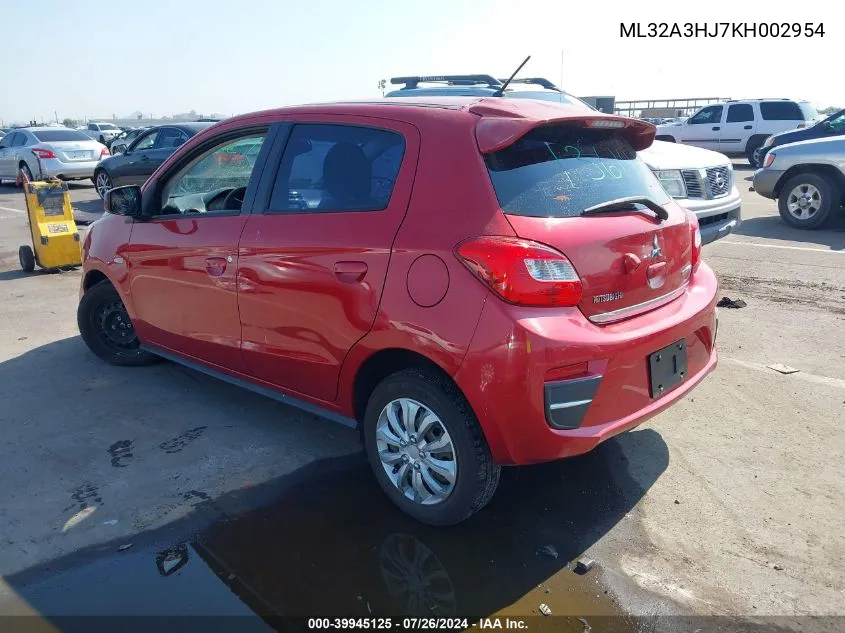 ML32A3HJ7KH002954 2019 Mitsubishi Mirage Es/Rf