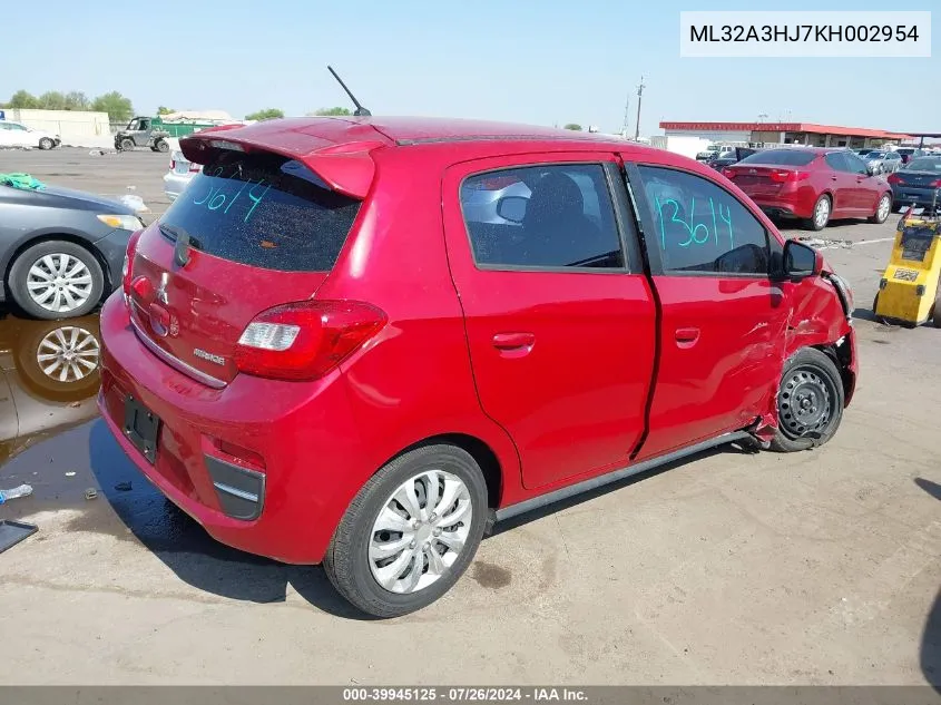 ML32A3HJ7KH002954 2019 Mitsubishi Mirage Es/Rf