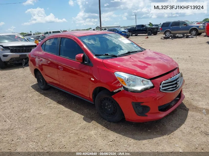 2019 Mitsubishi Mirage G4 Es VIN: ML32F3FJ1KHF13924 Lot: 40024548