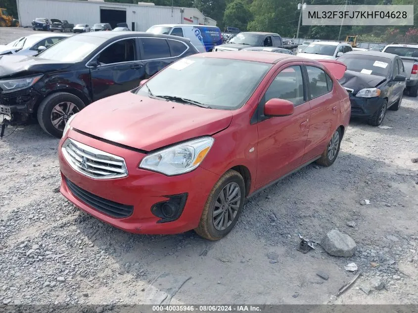 2019 Mitsubishi Mirage G4 Es VIN: ML32F3FJ7KHF04628 Lot: 40035946