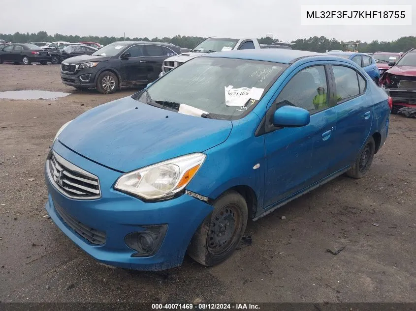 ML32F3FJ7KHF18755 2019 Mitsubishi Mirage G4 Es