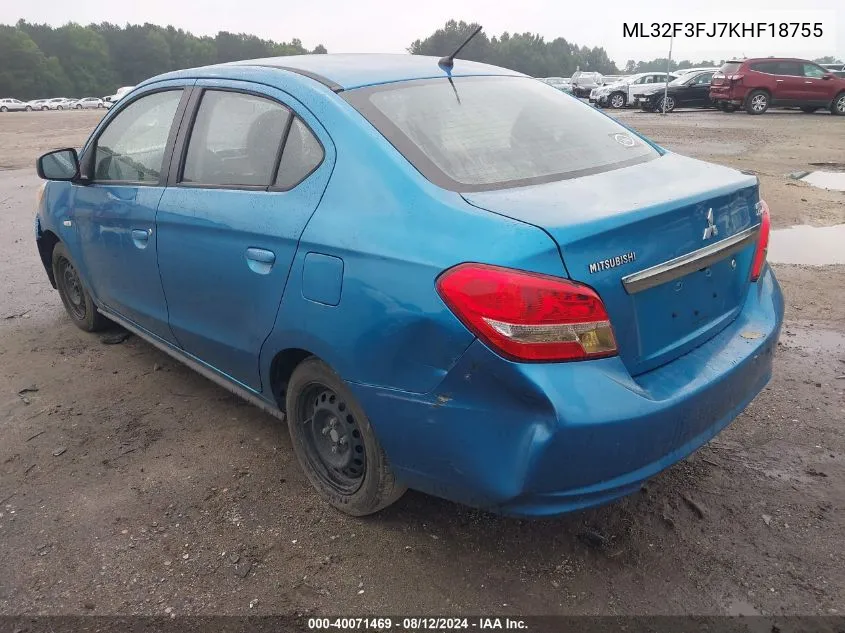 ML32F3FJ7KHF18755 2019 Mitsubishi Mirage G4 Es