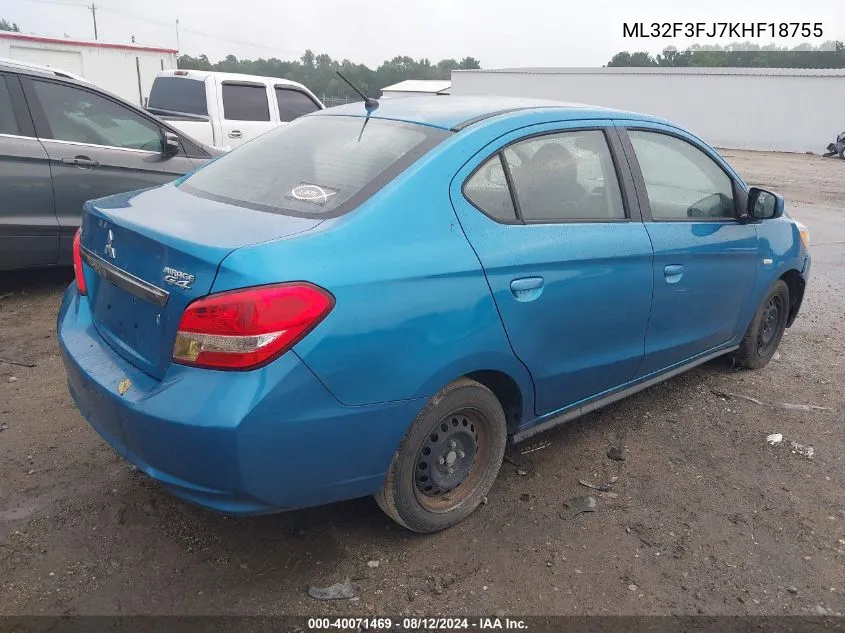 ML32F3FJ7KHF18755 2019 Mitsubishi Mirage G4 Es