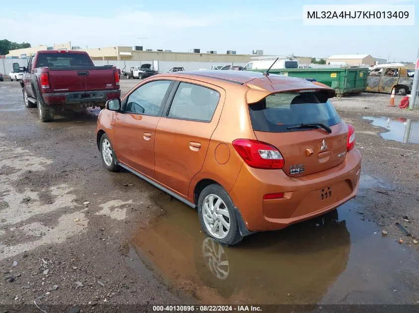 2019 Mitsubishi Mirage Se VIN: ML32A4HJ7KH013409 Lot: 40130895